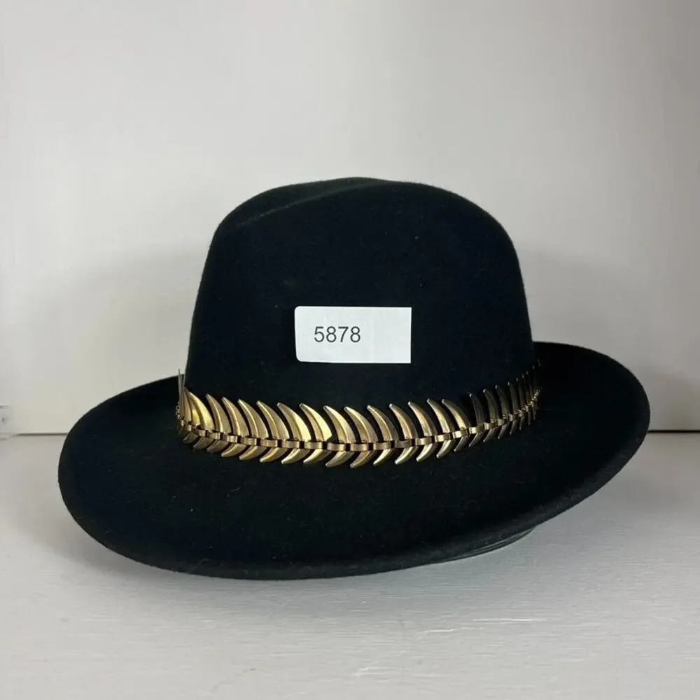 Amici Accessories Felted Wool Hat Womens Metallic Band One Size Black